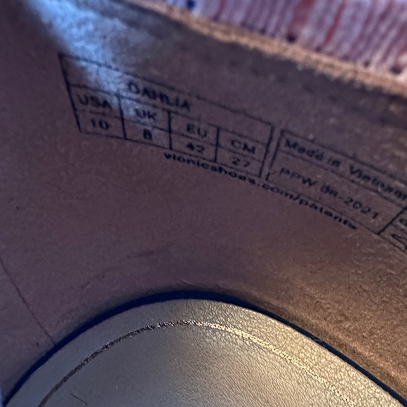 Vionic Pointed Toe Knit Flats Blue Pink Trim Women Size 10 Career Ballet Flat - Picture 5 of 8